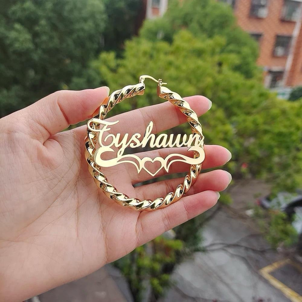 Custom Nameplate Hoop Earrings