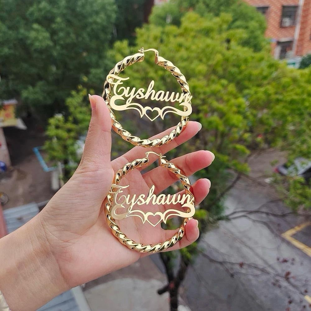Custom Nameplate Hoop Earrings