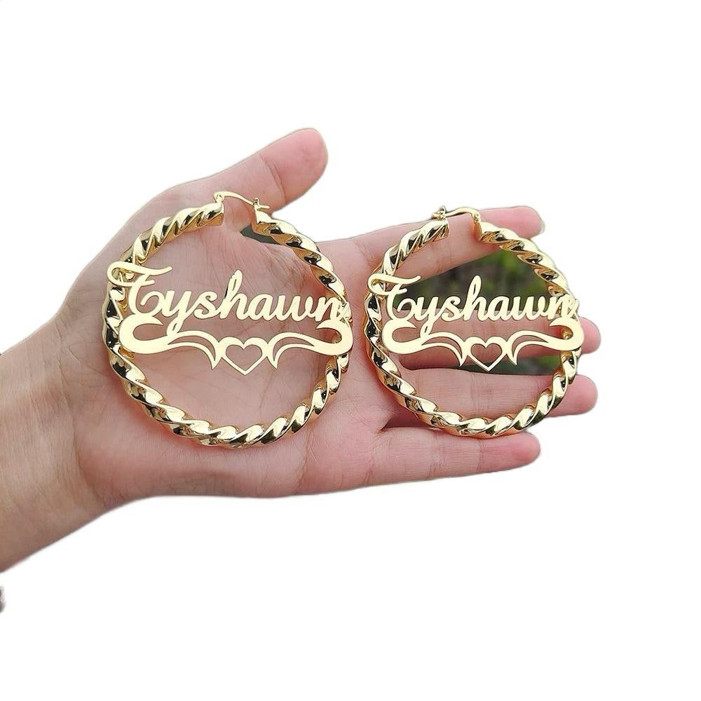 Custom Nameplate Hoop Earrings