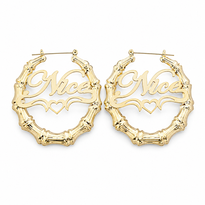Custom Nameplate Bamboo Earrings