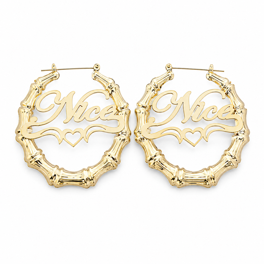 Custom Nameplate Bamboo Earrings