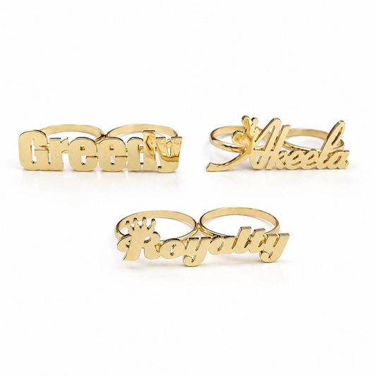 Custom Nameplate Two Finger Ring