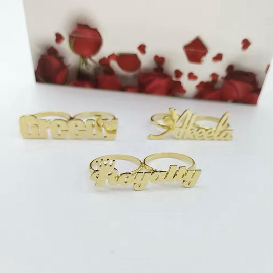 Custom Nameplate Two Finger Ring